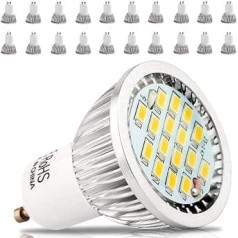 Mengjay® 5.5W GU10 LED Light, 480-500 Lumen LED Lamp, Warm White 3000K, 120° Beam Angle, 85-265V Non-Dimmable, Pack of 20