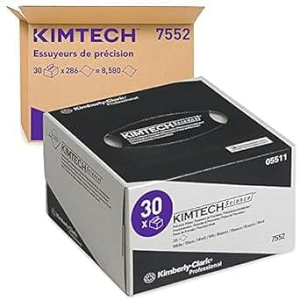 Kimtech Science Precision Wipes 30 Dispenser Boxes Each with 286 White, Small, 1-Ply Wipes = 8,580 Wipes