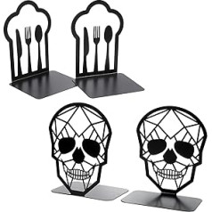 Bookends, Bookends, Heavy Duty Aileeser Bookend Holders for Shelves, Metal Bookend (Black, 2 Pairs) for School and Office, Decorative Tree, Unique Design, Book Stopper for Gift, Bookbinder and Dividers