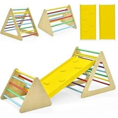 COSTWAY 3 in 1 Kletterset für Kinder, 3 Stück mit 2 dreieckigen Treppen und 1 Rampe, zum Rutschen und Klettern, Klettern für Kinder 3 + Jahre