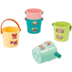 Janod Animals 5 Game Buckets for the Bathtub Bath Toy Educational Game for Baby Bucket with Baby Sea Animals from 10 Months, J04722, Multicoloured