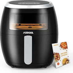 Hot Air Fryer, XXL Oil-Free 8L 1800W, Fryer with Recipe Book in German, 8 Programmes, Adjustable Temperature Control Acekool