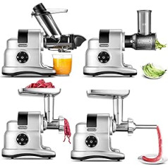 AMZCHEF 4-in-1 Machine - ①Juicer / ②Vegetable Cutter / ③Meat Grinder / ④Sausage Maker - Silver