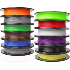 PLA Pro 3D Printer Filament Packs 1.75 mm, dikale 12 Pieces Bundle Assorted Colours, Neatly Wound 500 g per Spool PLA+, Total 6 kg, Diameter Accuracy +/- 0.02 mm, Fit for FDM 3D Printers