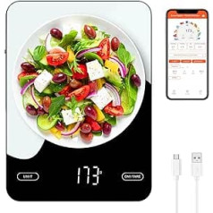 Brifit Digital Kitchen Scales 10 kg/1 g, Intelligent Kitchen Scales with Calorie Counter Nutritional Calculator App, Graduation 1 g, Digital Wireless Kitchen Scale, LED Display & Tare Function