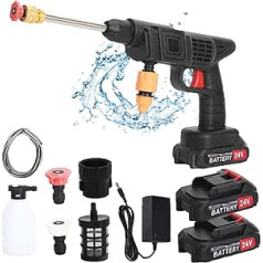 Somerway Battery Pressure Washer, 24 V Max 35 Bar Mobile Battery Pressure Washer with 2 Batteries, 1500 mAh, Portable Pressure Washer for Car, Patio, Window, Lawn, Pool, Black