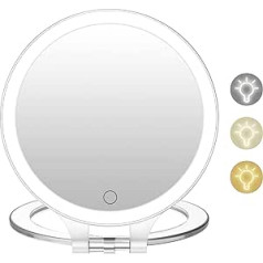 Fascinate Rechargeable Makeup Mirror with Light, 3 Lighting Modes, 72 LEDs, Table Mirror, Wall Mirror with Amplification, 1/10X Magnification, Double Cosmetic Mirror for Bathroom