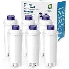 Fiitas Water Filter for Delong hi Dinamica Magnifica s ECAM Fully Automatic Coffee Machine DLSC002 De Longhi Filter Cartridges Compatible with ESAM, ETAM Series (6 Packs) FTS002