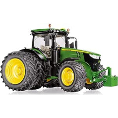 WIKING 077846 John Deere 7310R Model Tractor with Twin Tyres, 1:32, Metal/Plastic, from 14 Years, Many Functions, Interchangeable Wheels, Bonnet for Opening, Movable Seats