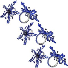 ITOS365 Serviettenringe 6er Set für Esstisch Dekoration Party Alltag Metall Serviettenhalter Blatt Blau (6 Stück)