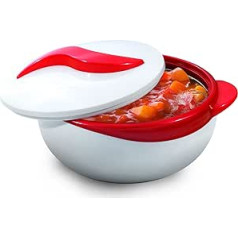 Pinnacle Serving Salad/Soup Dish Bowl - Thermal Insulated Bowl with Lid - Great Bowl for Holiday, Dinner and Party 2.5 qt. (Red)