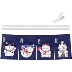 CoolChange Japanese Maneki Neko Door Curtain 85 x 30 cm Fabric Door Noren Asian Waving Cat