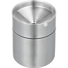 Relaxdays Ashtray with Lid, Outdoor & Indoor, H x D 8.5 x 7 cm, Wind Ashtray Stainless Steel, ZIgarette Holder, Silver