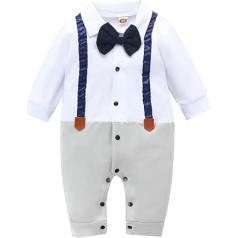 Children Outfits for Infant Newborn Baby Boys Gentleman Suit Bowtie Romper Patchwork Colour Long Sleeve Toddler Jumpsuit