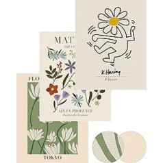 HesenDot Matisse Wall Art Decor, Flower Market Print, Set of 3, Keith Haring Wall Art, 30x40cm, Unframed, Real Quality Canvas Painting for Art Poster, Kitchen Bathroom Living Room Decor