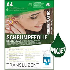 SKULLPAPER® Shrink film - printable, writable, paintable, stampable for individual jewellery and more (A4-10 sheets) (transparent)