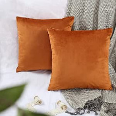 YINFUNG Cushion Cover Velvet Rust Copper Boho Furry Mustard Pumpkin Throw Pillow Covers 18x18 Inch Couch Sofa Bed Decorative Pillow Cover Set of 2