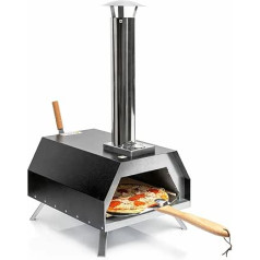 InnovaGoods® Pellet Pizza Oven with Accessories, Pizza Oven with Stone Base Diameter 0 cm Max. Fast Cooking up to 500 °C and 30 x 30 cm Pizza Bowl. Includes Chimney and Carry Bag