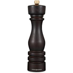 Cole & Mason H233018 London Salt Mill with Adjustable Grinder, Chocolate Wood, 22 cm, Precision+ with Ceramic Grinder, Spice Mill, Mill for Salt