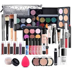 Professional Makeup Set, MKNZOME Cosmetic Makeup Kit with Makeup Bag, Portable Travel Makeup Palettes, Birthday, Christmas Gift Set, Full Size, Eyeshadow, Face Powder, Lip Gloss