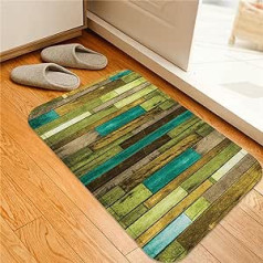 Bath Mat Non-Slip Rug, Wooden Print Brown Old Hardwood Flooring Dirt Cabins Garage Natural Rural Graphic Olive Green Bathroom Set Mat Non-Slip Toilet Mat 40 x 60 cm