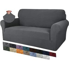 MAXIJIN Creative Jacquard Couch Covers for 2 Seater, Super Stretch Non-Slip Love Seat Sofa Cover for Dogs Pet Friendly Elastic Protector Loveseat Slipcovers (2 Seater, Dark Grey)