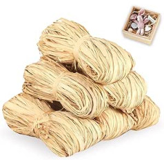 Natural Raffia Ribbon, 300 g Raffia Natural Raffia, Weaving Florists Raffia, Natural Fibre Raffia Ribbon, Craft Decoration, Gift Cardboard Raffia, Raffia for Crafts, Gift Packaging & Bouquets (6 x 50