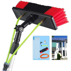HFMY 10 m telescopic rod, water conductor, PV system cleaning, telescopic window cleaner, conservatory cleaning set, 10 m rod, 30 cm brush