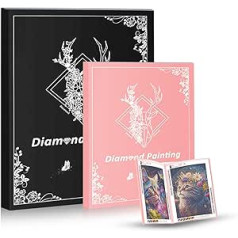 Pykaqil Diamond Painting Picture Album A2 and A3, Diamond Painting Storage, Diamond Painting Folder, for Diamond Painting Pictures 40 x 50 cm and 30 x 40 cm (Black & Pink, 30 Pages Holds 60 Sheets)