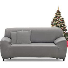 FIGOOO Sofa Cover 2-Seater Stretch Sofa Covers with Armrests Spandex Couch Cover Modern Non-Slip Washable Sofa Protection Cover Protective Cover Couch (2-Seater, Grey)