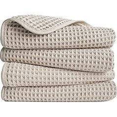 Polyte - Microfibre towel - Lint-free & quick-drying - Waffle texture - Beige - 40 x 76 cm - 4 pieces