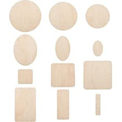 PH PandaHall Pack of 12 Basket Bases for Rattan, 12 Styles, Round/Oval/Rectangular/Square Wooden Basket, Base Basket, Wicker, Woven Board for Making DIY Floor Baskets, Pencil Holders