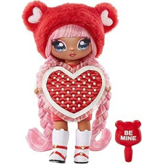 Na Na Na Surprise Sweetest Heart Series - Valentine Moore - Red, Soft Plush Doll with Pink Hair, Heart-Shaped Dress & Brush - Collectable - Great Gift for Children from 5 Years