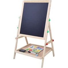 Wooden Board for Kids 2 in 1 Height Adjustable Smooth Surface No Scrubbing Multifunctional Chalkboard