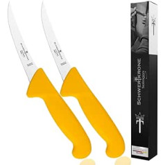 Schwertkrone Butcher's Knife Set Solingen Germany/Butcher's Knife/Butcher's Supplies Boning Knife Beef Slaughter Bar Knife / Polished Blade (2-Piece Boning Knife)