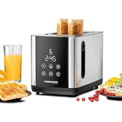 ROMMELSBACHER Toaster To 850, 2 Wide Slots for Bread up to XL Toast, Automatic Bread Slice Centring, LED Display, Countdown Display, 9 Levels, Defrosting Level, Bread Attachment, Crumb Drawer