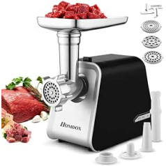 Meat Grinder, Electric Meat Grinder, 2000 W, Multifunctional Machine with 3 Grinding Plates and Sausage Filling Tubes for Home Use, Stainless Steel Sausage Machine, Sausage Filler Multi Food Processor