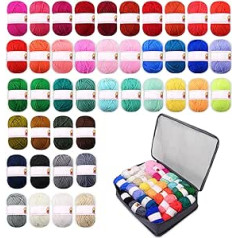 Aomdom Acrylic Wool Set, 42 Colours, Wool for Knitting, 25 g, Cotton Wool, Acrylic Wool for Crochet and Crafts for Making Pet Clothes, Hats, Towels, Crochet and Crafts