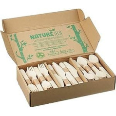 White Birch Wood Cutlery Set Eco Friendly Biodegradable Compostable 100% Natural | 300 Pieces (100 Spoons, 100 Forks, 100 Knives)