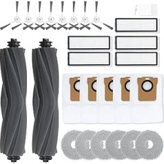 27 Pieces Accessories for Dreame L20 Ultra / L20 Ultra Complete Robot Vacuum Cleaner, 2 Main Brushes, 5 Dust Bags, 6 Wipes, 5 Filters, 8 Side Brushes, 1 Cleaning Brush