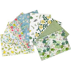 Cartisanat Fat Quarters Fabric Bundles 8 Pieces 50 x 50 cm Sewing Pattern Quarter Shaped Pre-Cut Fabrics for Quilting Squares Leaves Top Cotton Bundles Patchwork DIY Crafts Green