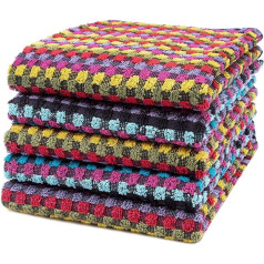 ZOLLNER Set of 5 tea towels, 100% cotton, 400 g/m², 45 x 90 cm, Öko-Tex, multi-coloured