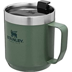 Stanley Classic Legendary Camp Mug 0.35L - Stainless Steel Camping Mug - BPA-Free Thermos Travel Mug for Hot Drinks - Dishwasher Safe - Single Server Brewer Compatible - Hammertone Green