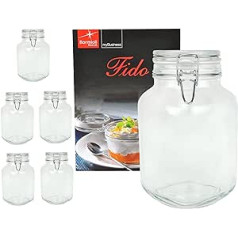 Fido Preserving Jars Clip Top 3.0 L Including Bormioli Recipe Book Set of 6