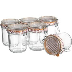 MÄSER Ermetico 931433 Preserving Jars 500 ml Set of 6 Storage Jars with Lid and Clip Top for Preserving, Preserving and Airtight Storage, Glass