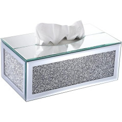 BTSKY Glitter Glass Tissue Box with Crushed Crystal Diamonds for Home Decoration Table Napkin Holder