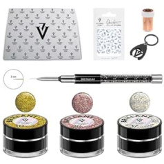 ‎Generic Victoria Vynn Nail Art Bundle: Glitter Gel, Nail Stickers, Nail Art Brush, Transfer Foil & Silicone Pad - Perfect Gift for Nail Design