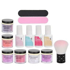 Obetuens Dip Powder Nail Set Starter, Pastel Summer Pink Acrylic Dipping Powder Set with Top/Base Coat Activator Recycling Tray for Macaron French Manicure Salon (K1214)