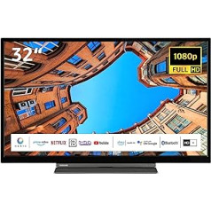 Toshiba 32LK3C63DAW 32 Inch TV/Smart TV (Full HD, HDR, Alexa Built-In, Triple Tuner, Bluetooth) - Includes 6 Months HD+ [2023]