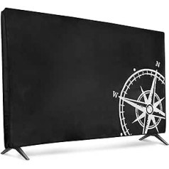 kwmobile 65 Inch TV Case - TV Screen Protector Cover - TV Screen Dust Cover - Compass Vintage White Black